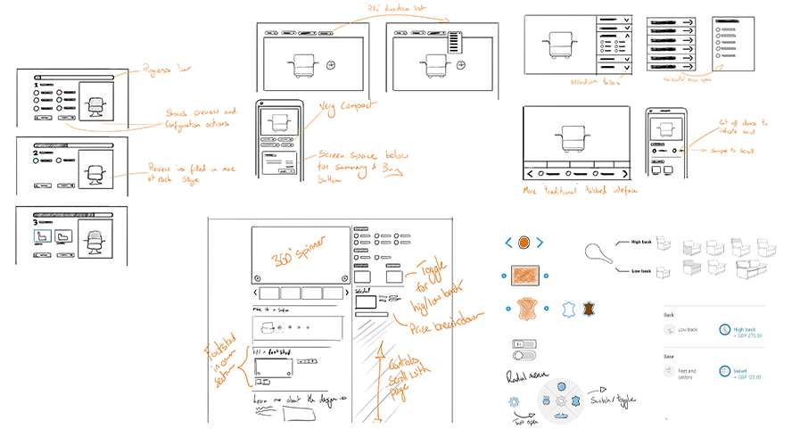 Initial wireframing of the 620 configurator