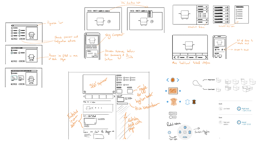 Initial wireframing of the 620 configurator Initial wireframing of the 620 configurator