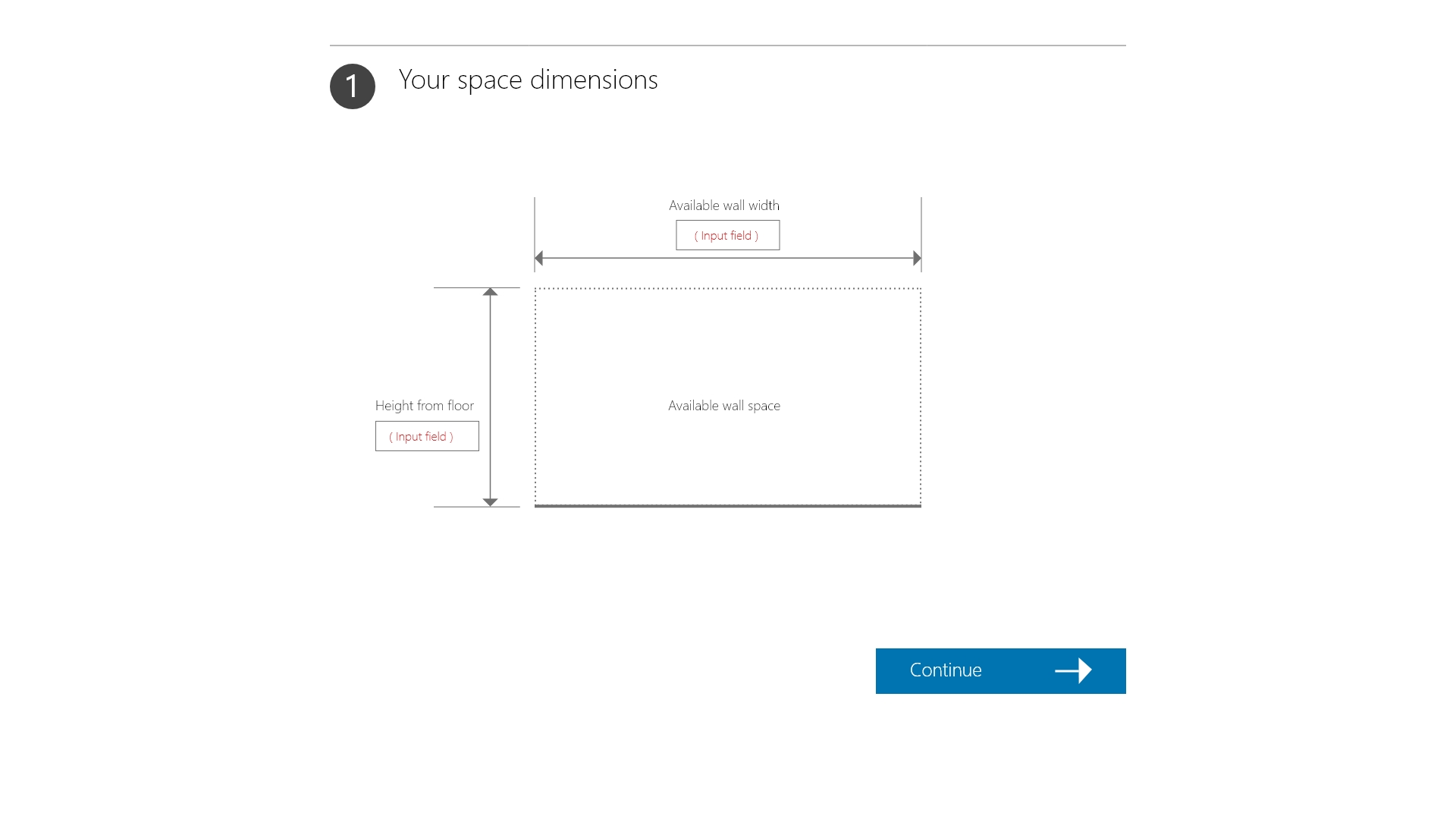 Mockup of dimensions screen